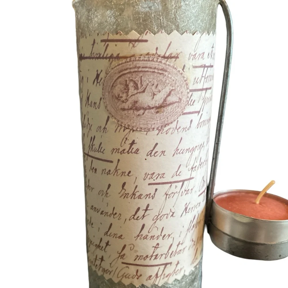 🆕RAZ: Silver Sparkle Cylinder Tealight Holder With Candle Lifter w/ Candle